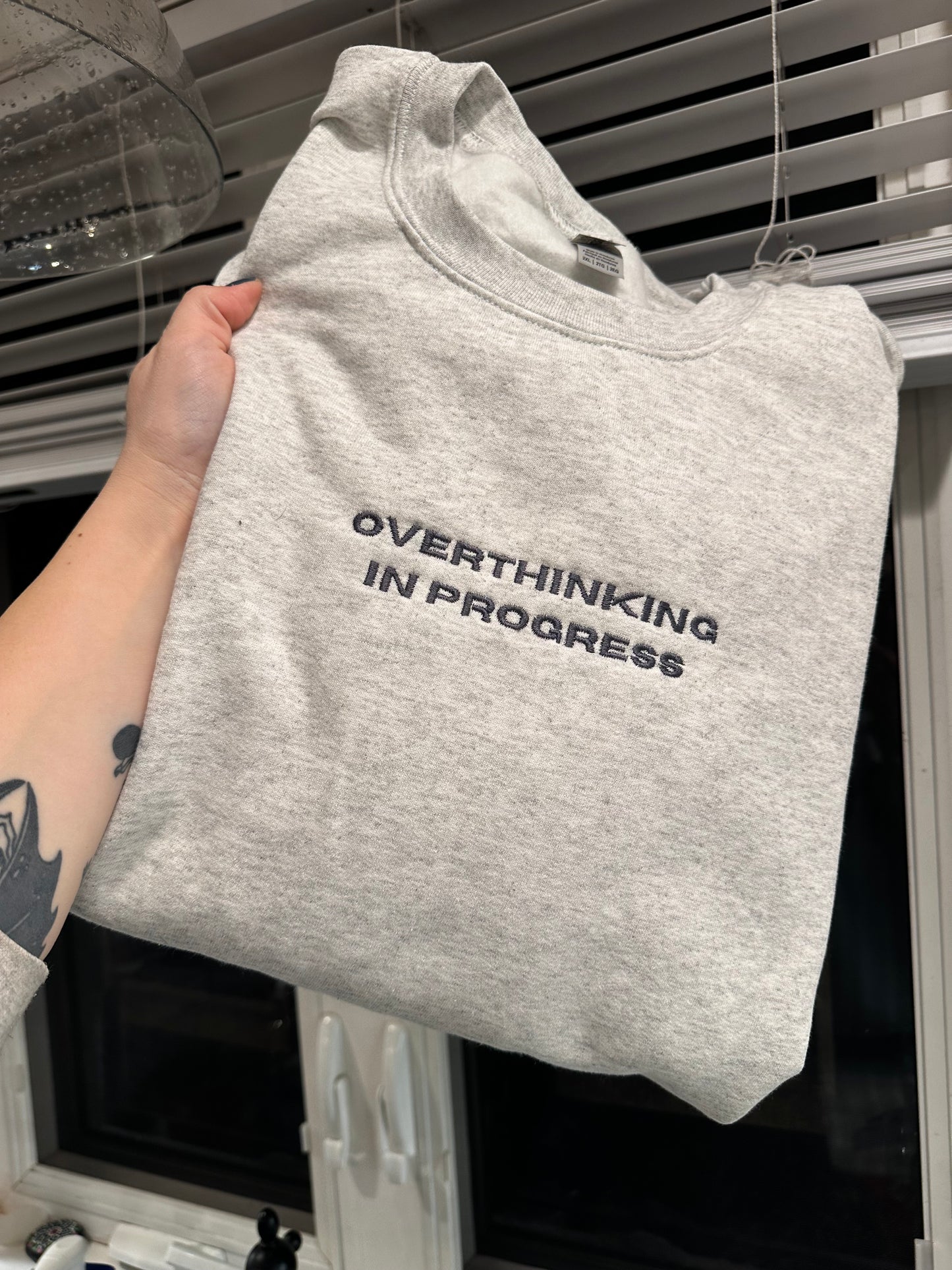 Overthinking In Progress Embroidered Sweatshirt