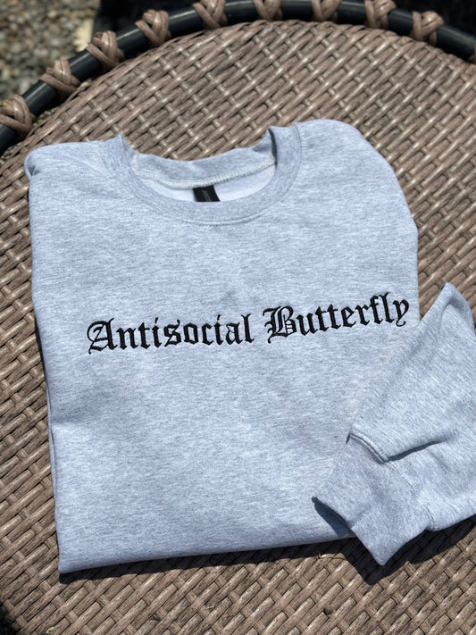 Antisocial Butterfly Embroidered Sweatshirt