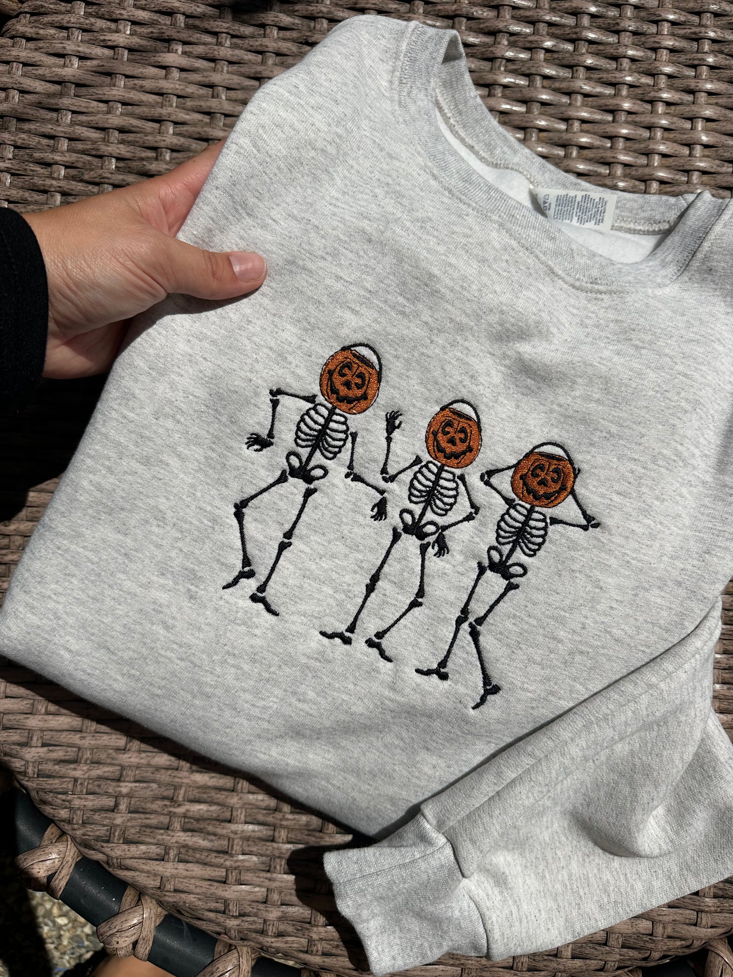 Pumpkin Skellies Embroidered Sweatshirt