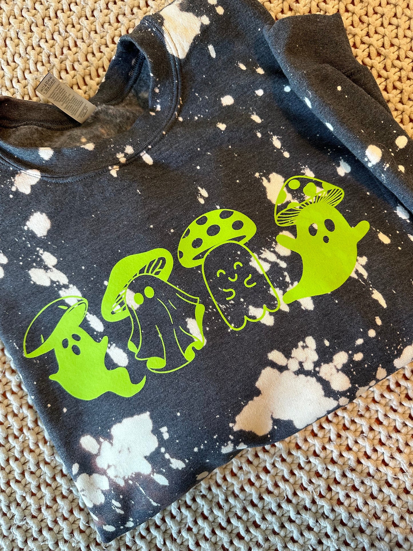 Mushroom Ghosts Bleached Crewneck Sweatshirt