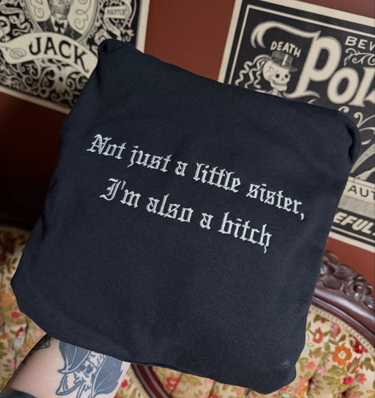 NEW FONT Little Sister Embroidered Sweatshirt