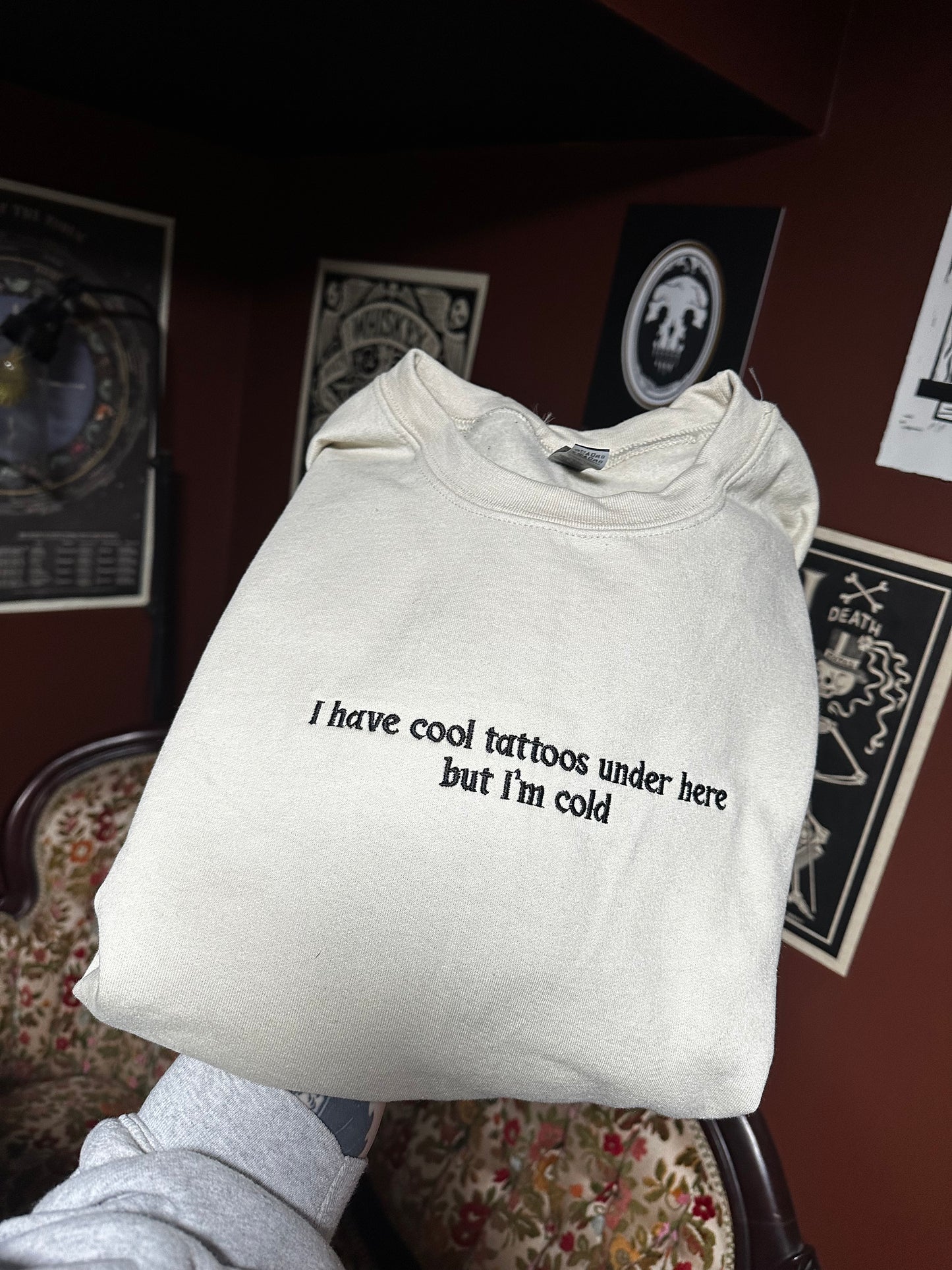 Cool Tattoos Embroidered Sweatshirt