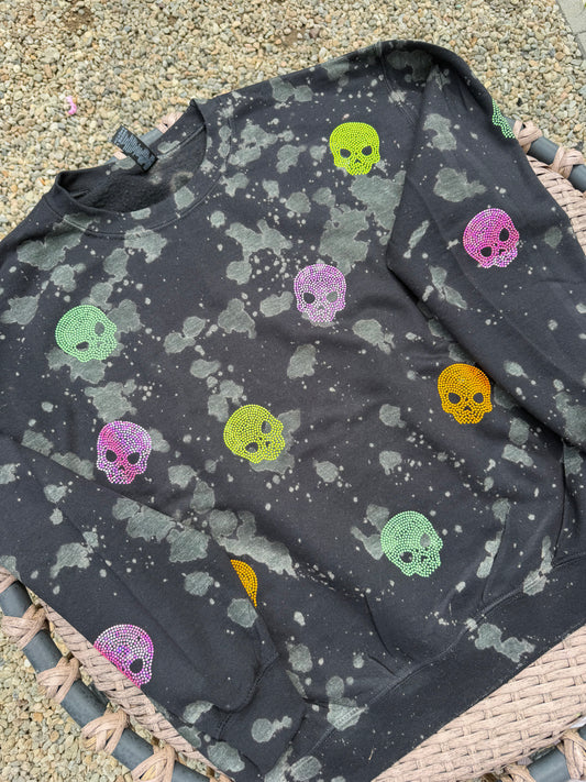 Neon Skulls Embroidered Sweatshirt