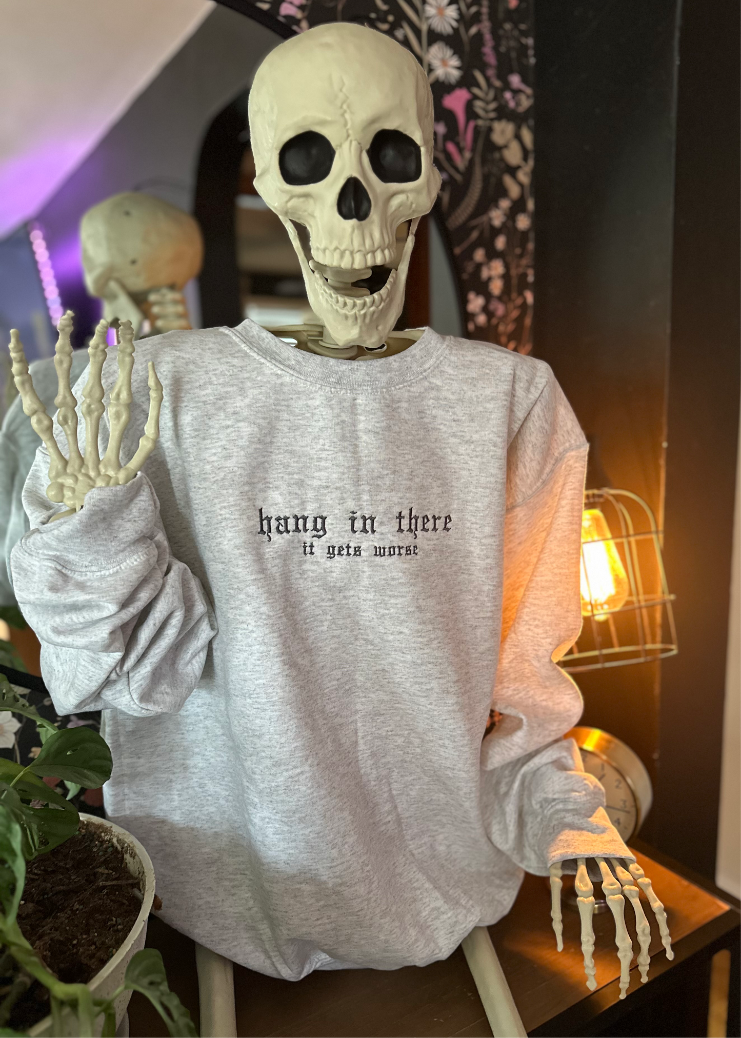 Hang In There Embroidered Sweatshirt