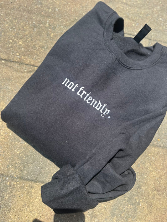 Not Friendly Embroidered Sweatshirt