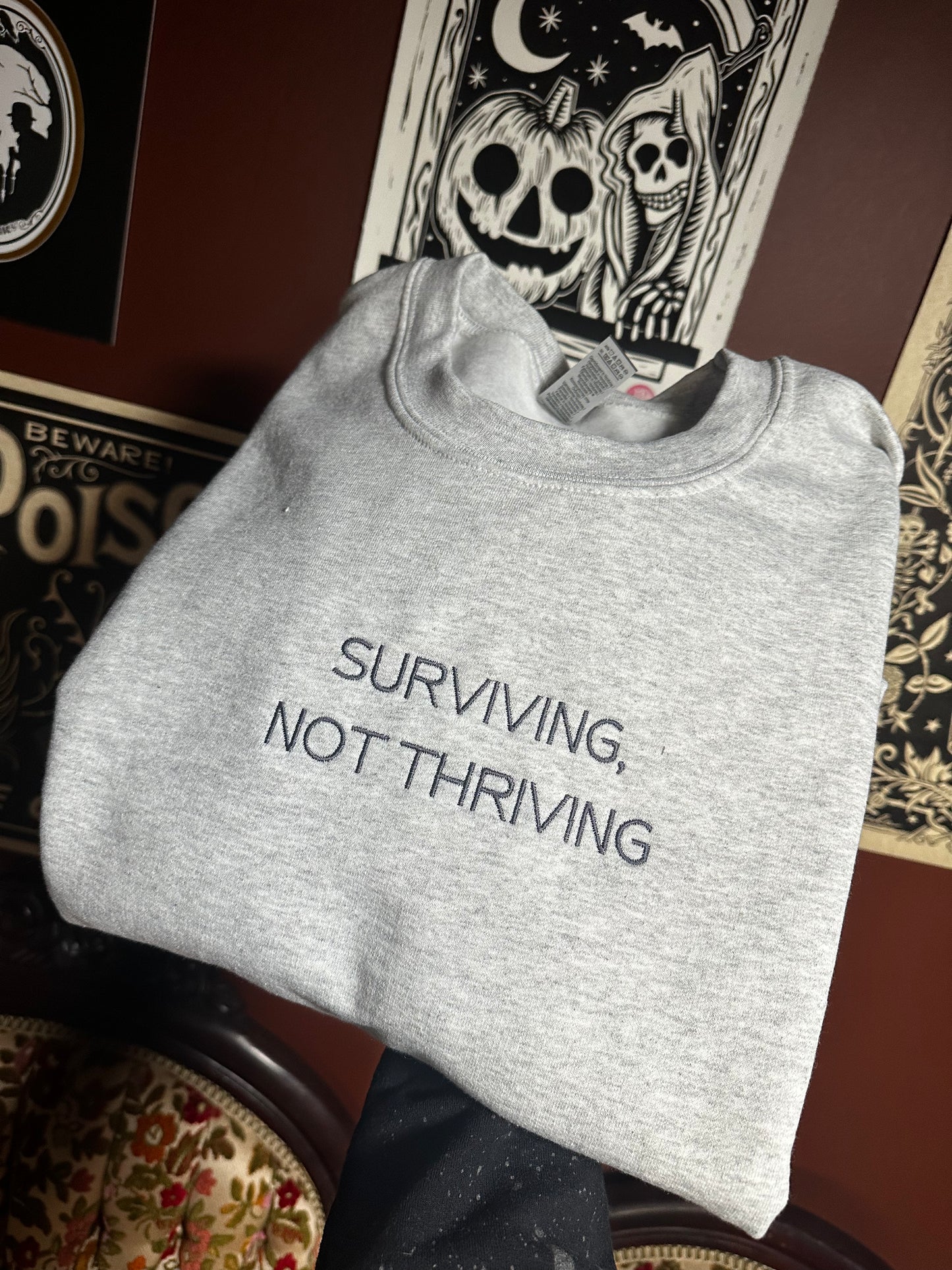 Surviving Not Thriving Embroidered Sweatshirt