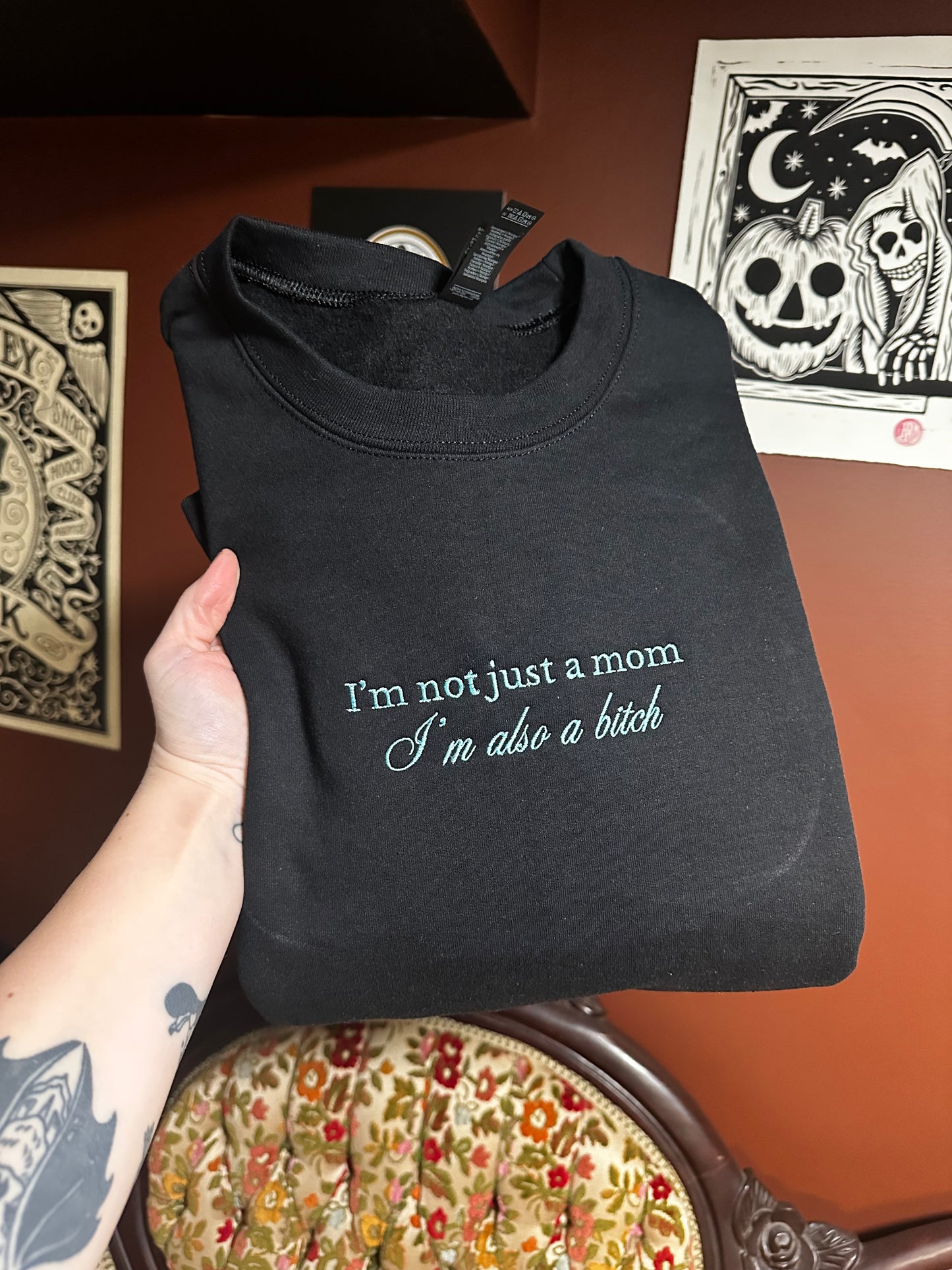 Not Just A Mom Embroidered Sweatshirt