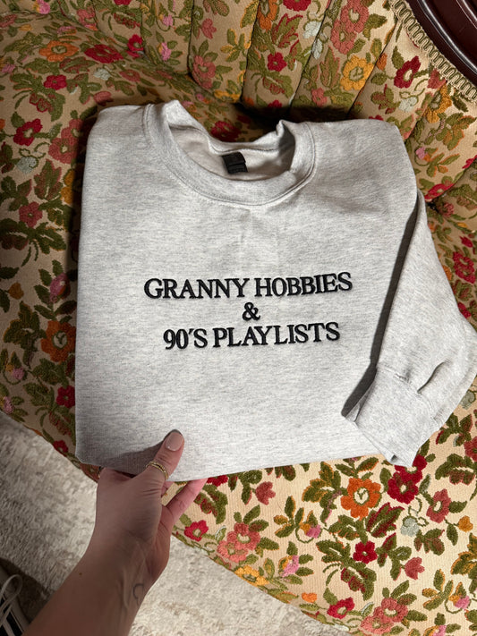 Granny Hobbies Embroidered Sweatshirt