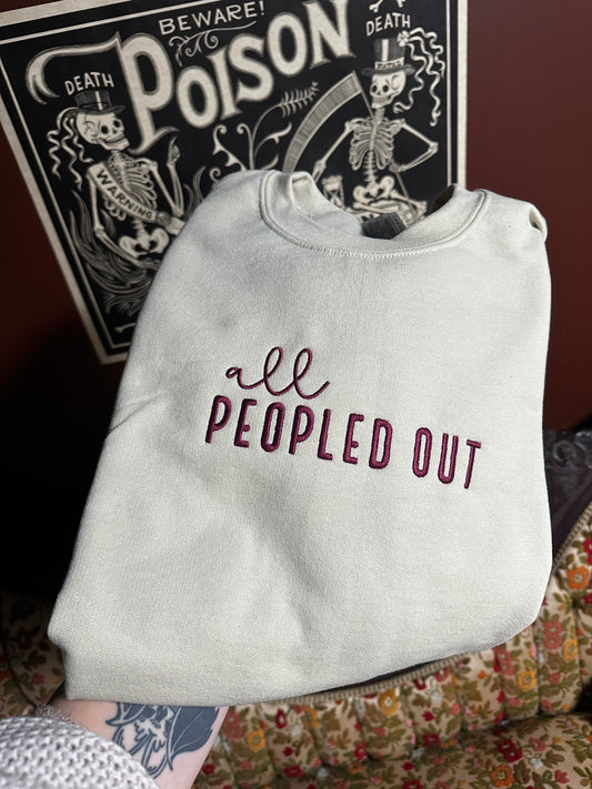 all peopled out Embroidered Sweatshirt