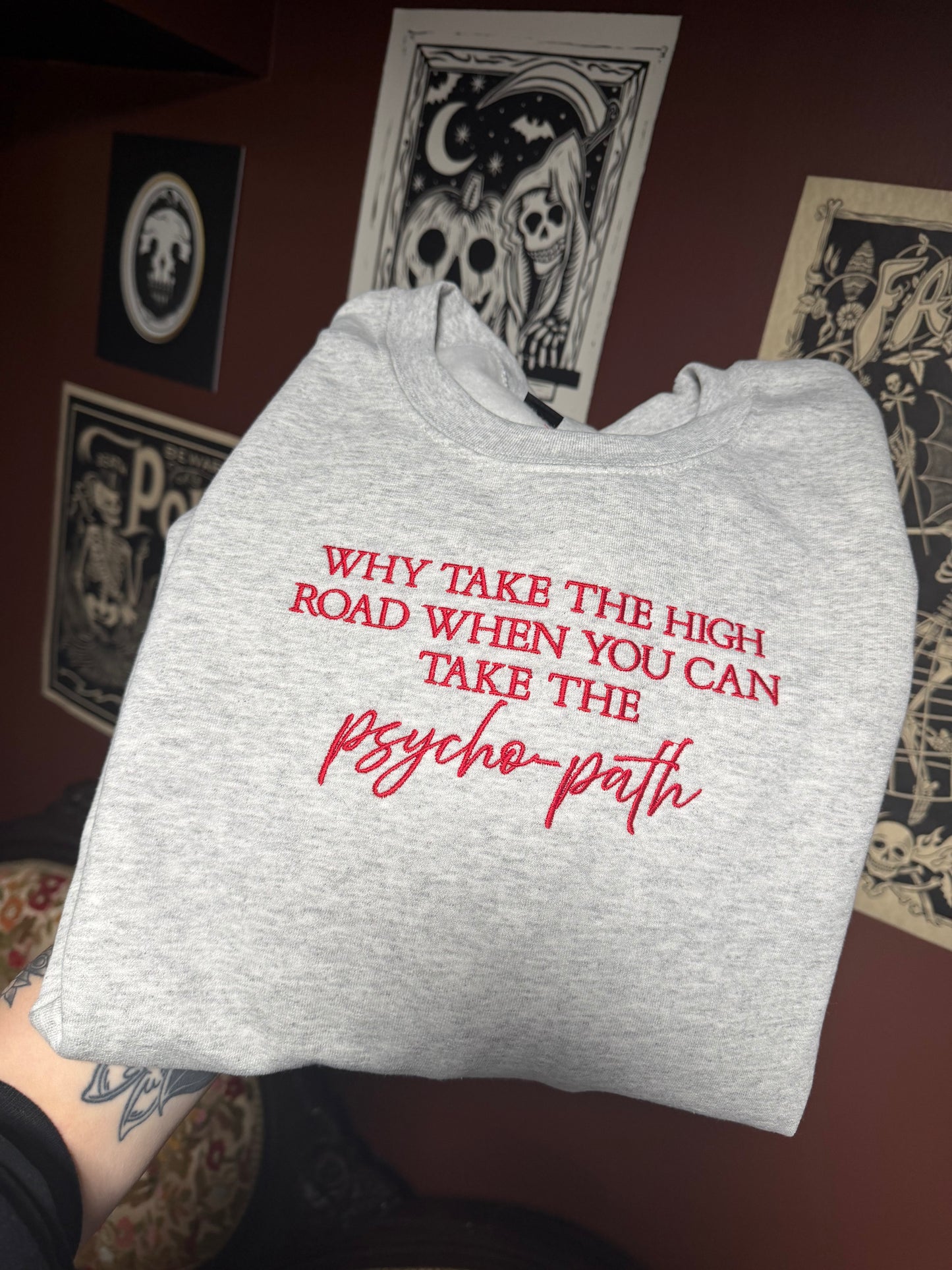 Why Take The High Road Embroidered Sweatshirt