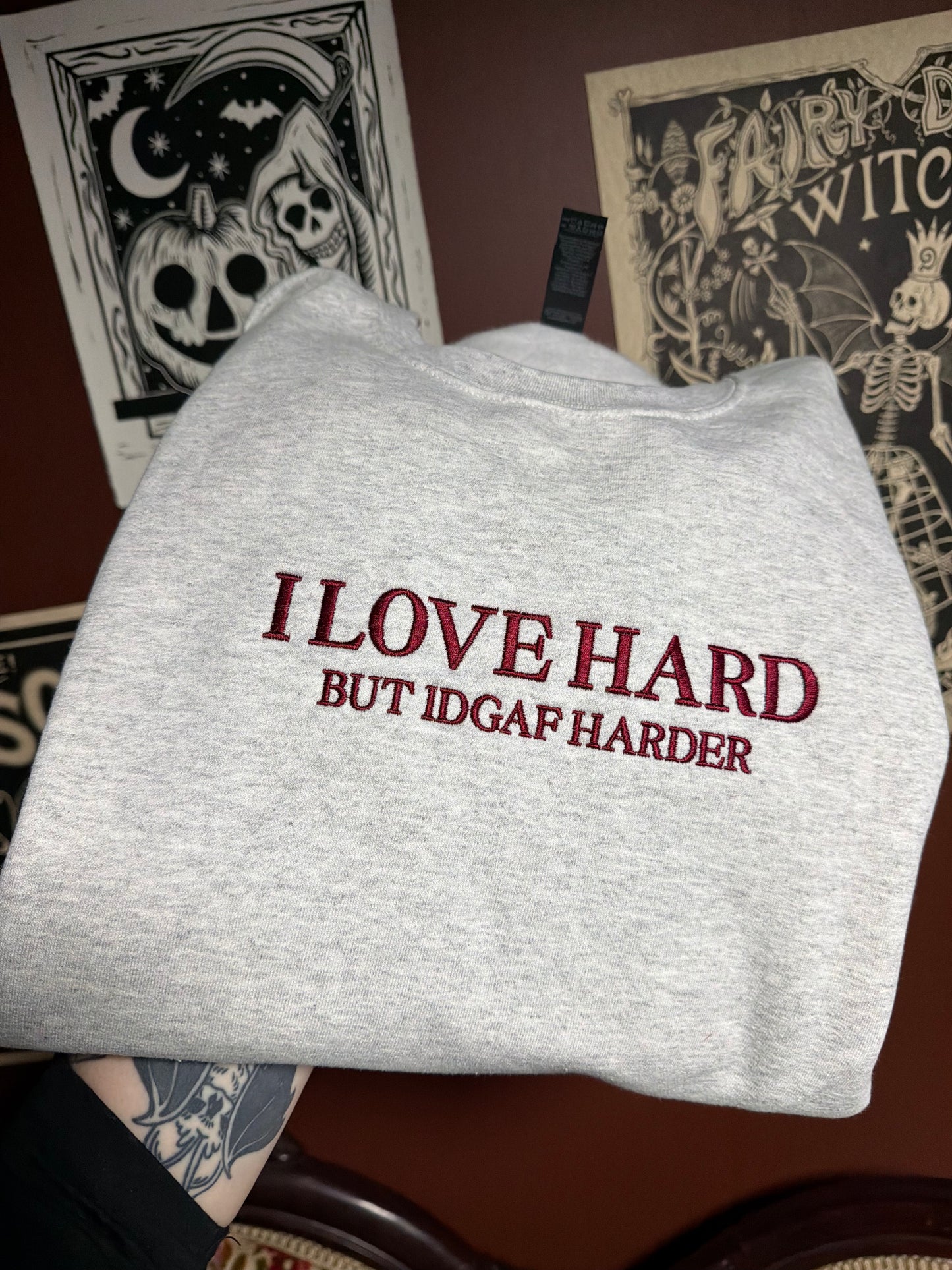 I Love Hard Embroidered Sweatshirt