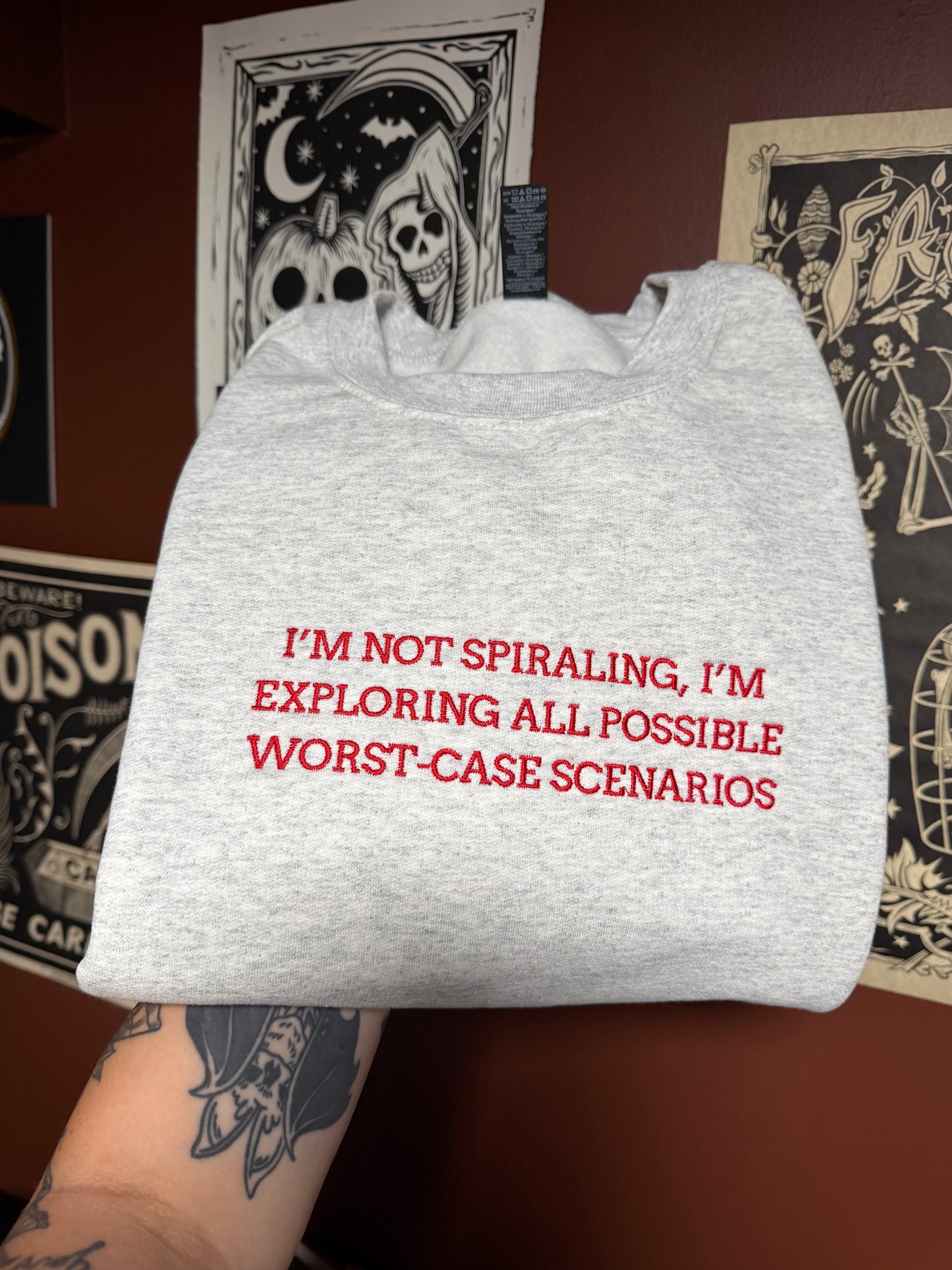Not Spiraling Embroidered Sweatshirt