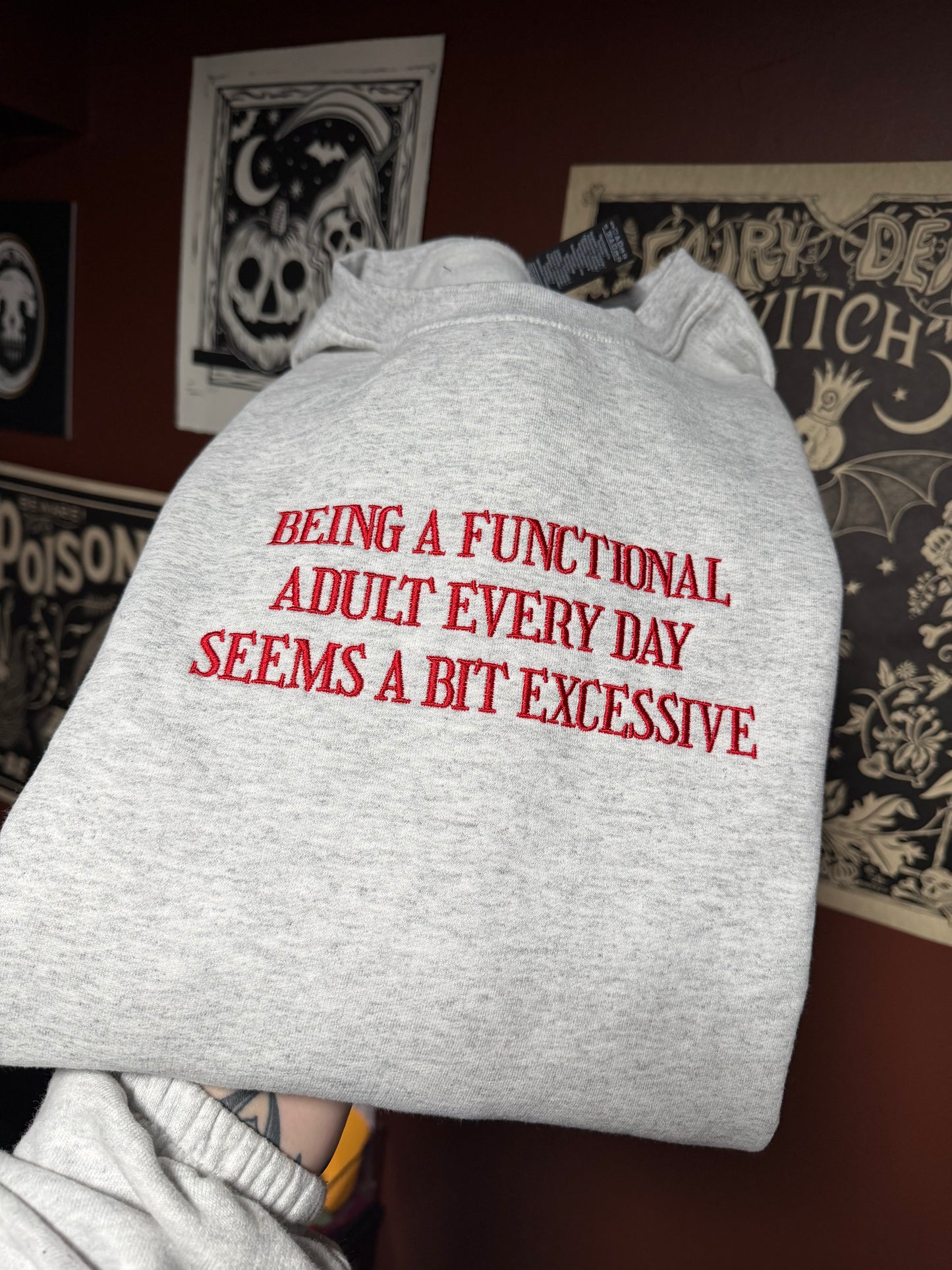 Functional Adult Embroidered Sweatshirt