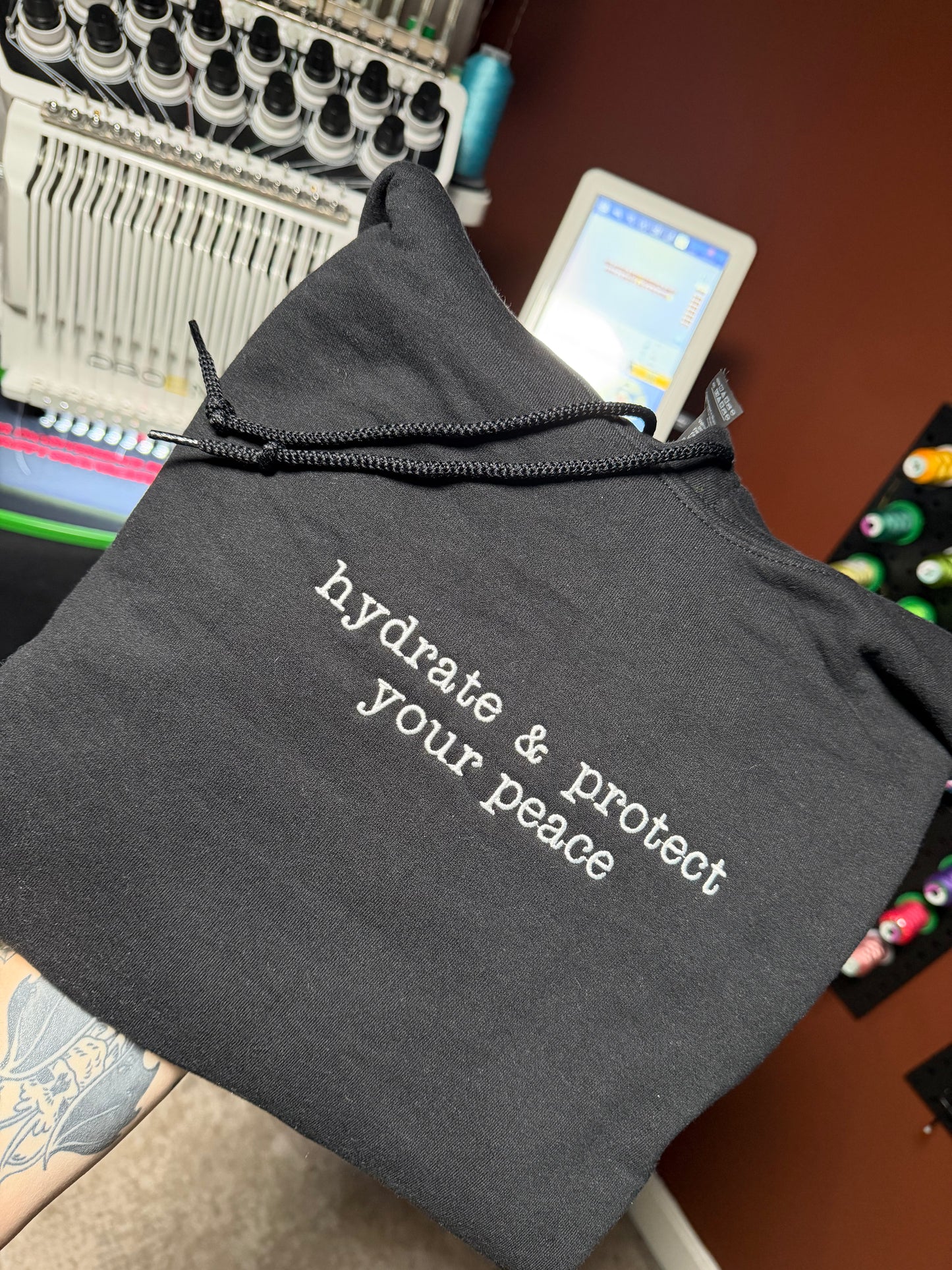Hydrate and Protect Your Peace Embroidered Sweatshirt