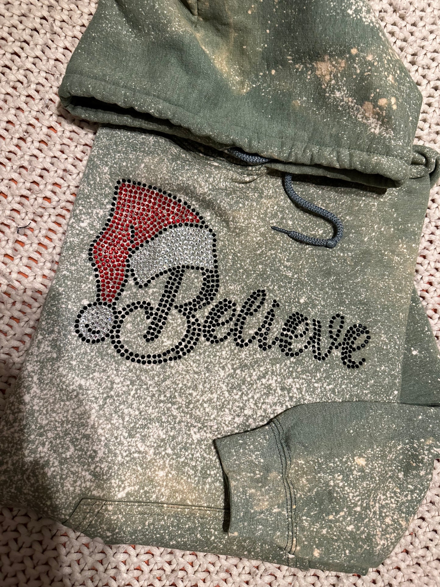 Believe Rhinestone Bleached Sweatshirt