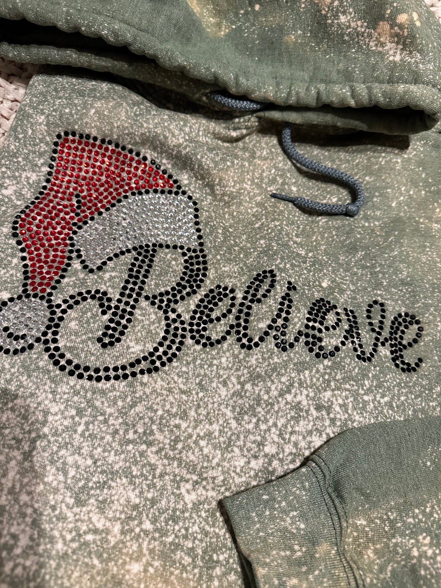 Believe Rhinestone Bleached Sweatshirt