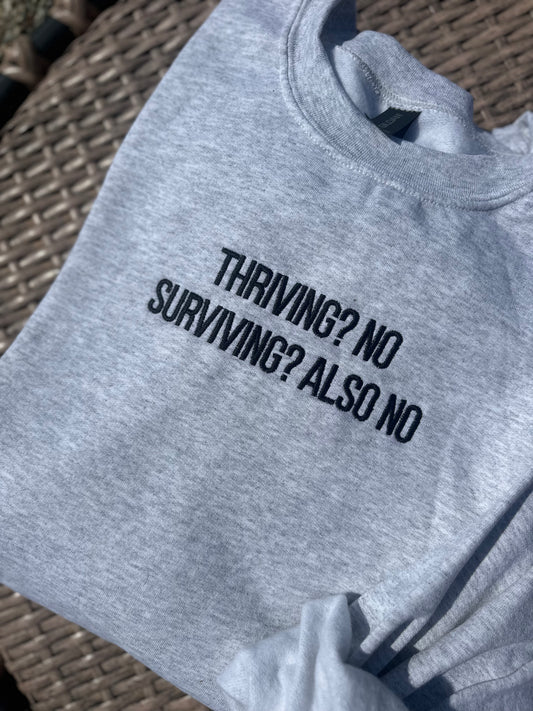 Thriving? NO Embroidered Sweatshirt