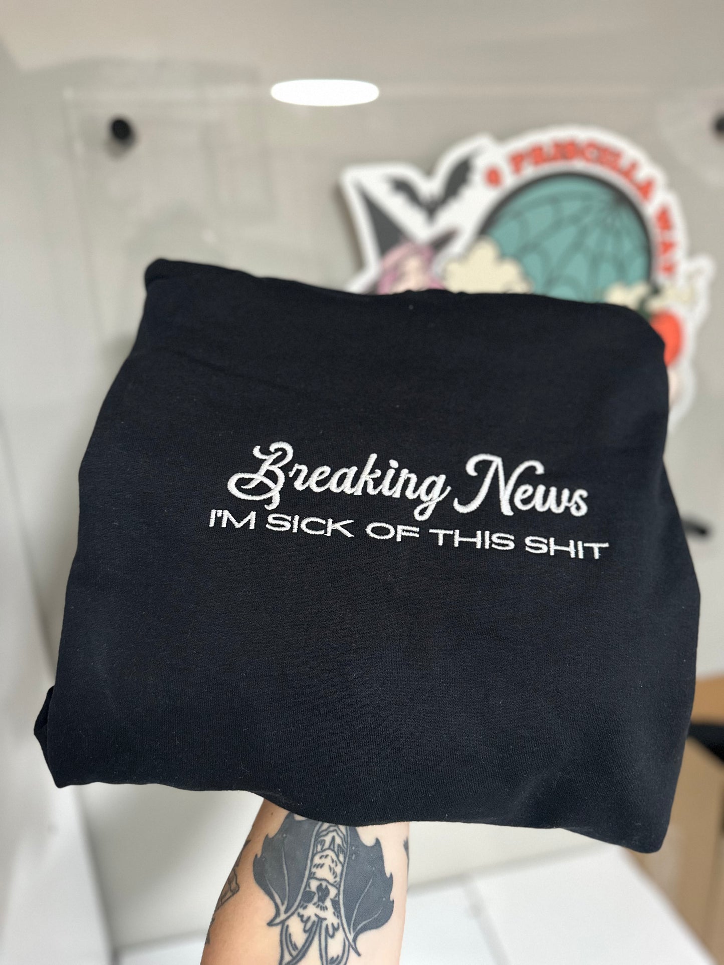 Breaking News Embroidered Sweatshirt