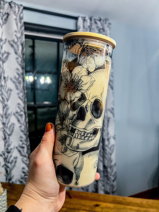 Floral Skull Tumbler