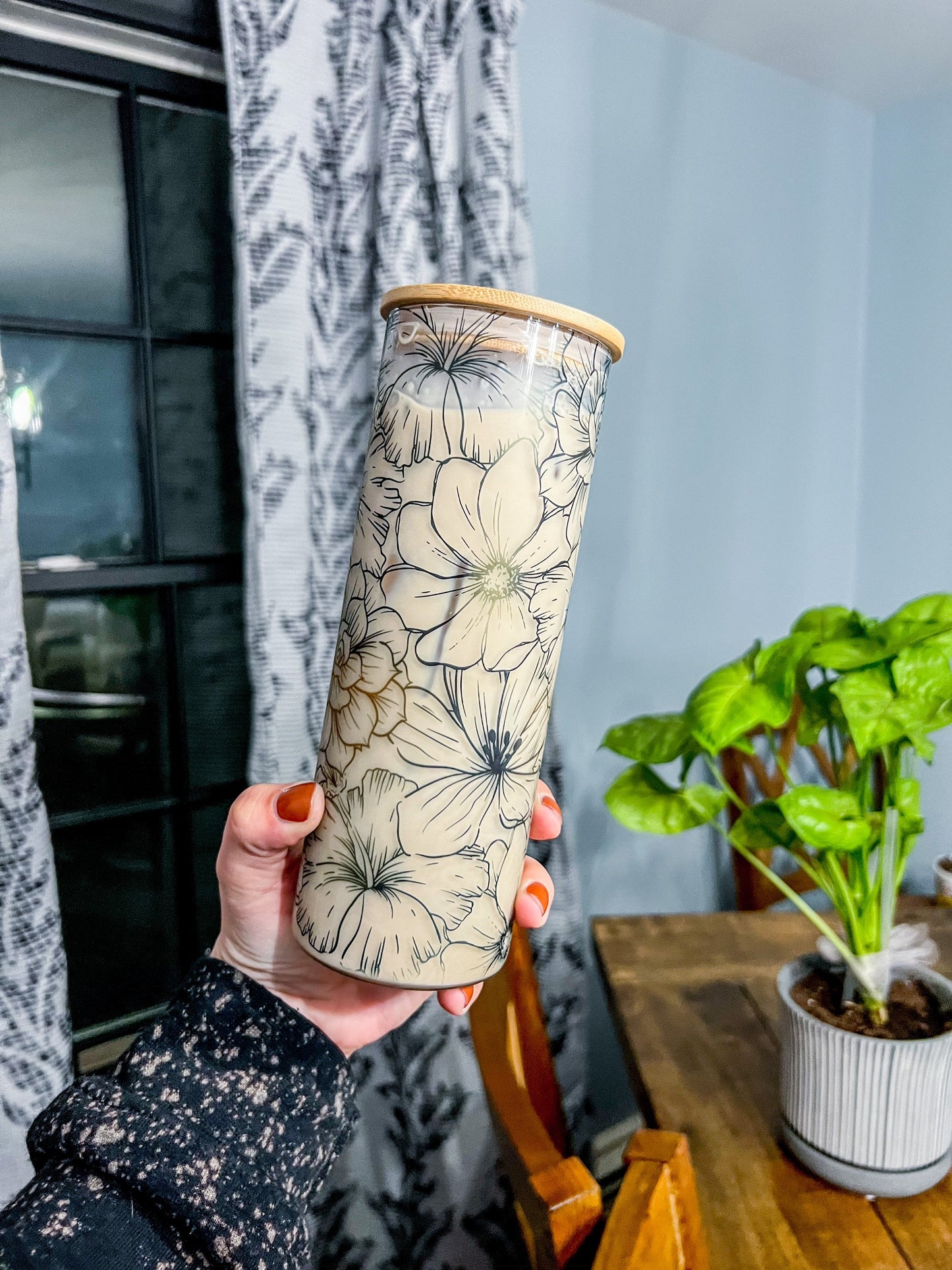 Floral Glass Tumbler