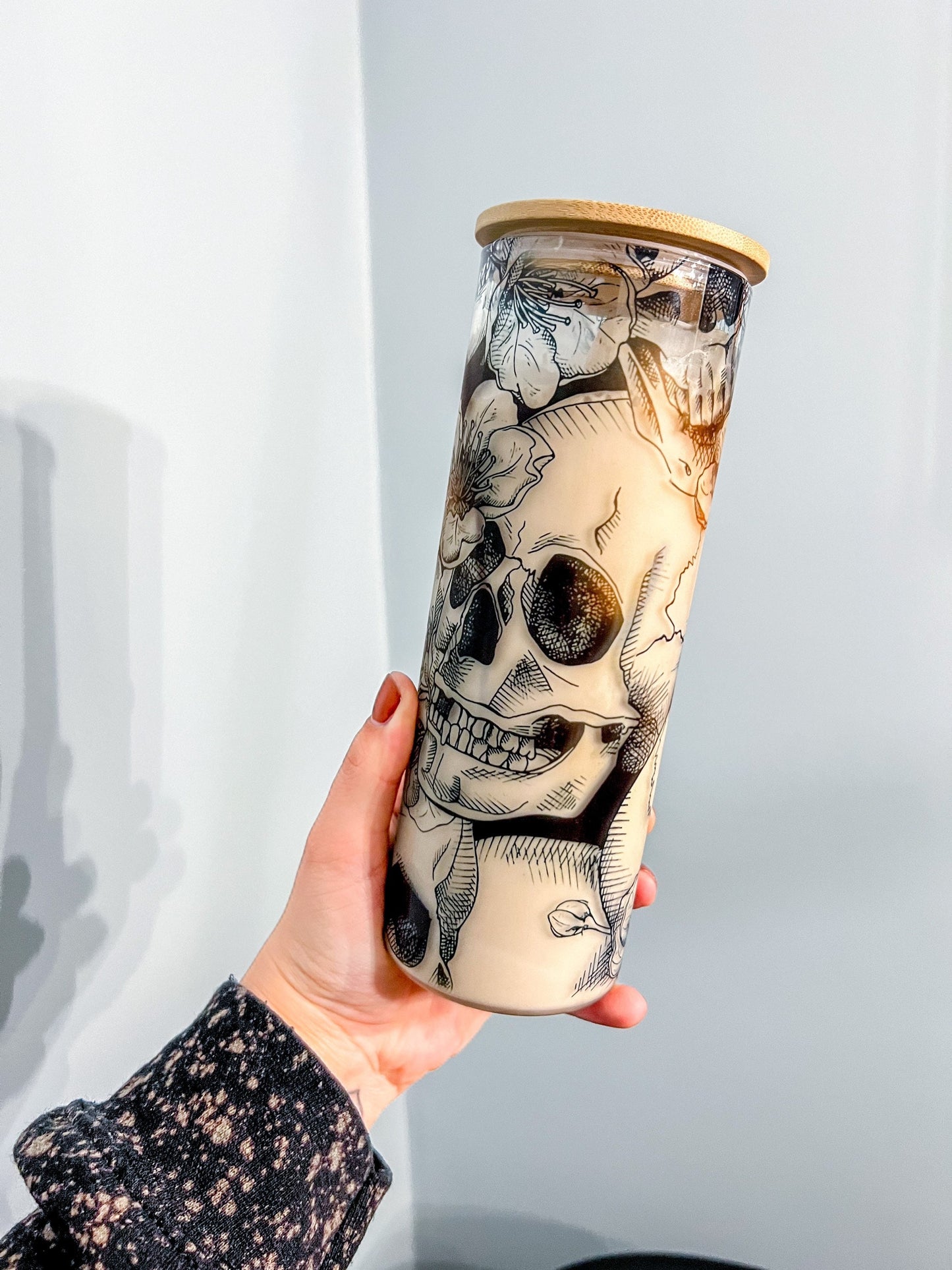 Floral Skull Tumbler